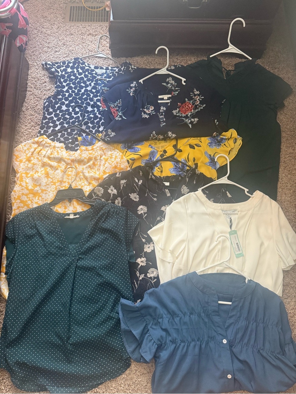 9 Mixed Floral & Solid Women’s Tops - Blue, Navy, Yellow, White, Black